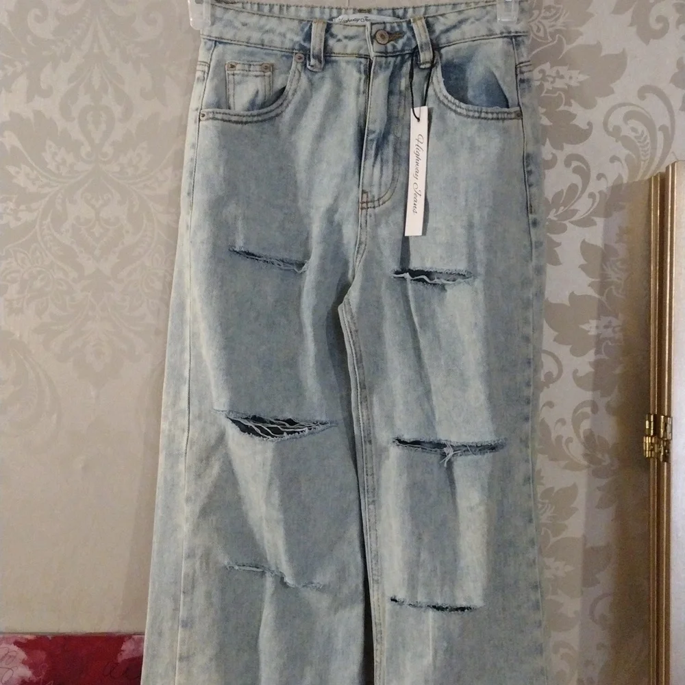 HIGHWAY JEANS WIDE LEG DISTRESSED JUNIOR SIZE 3 - Picture 3 of 6